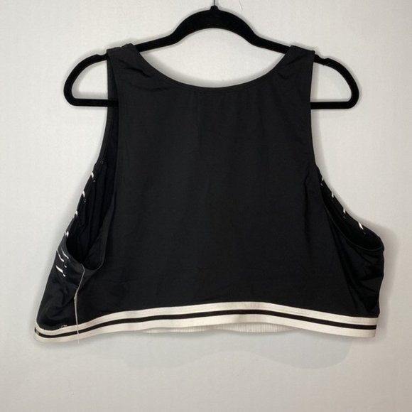 Active Zone Women Black U-Neck Bikini Top with Exposed Elastic Plus Size 4X - Picture 6 of 11